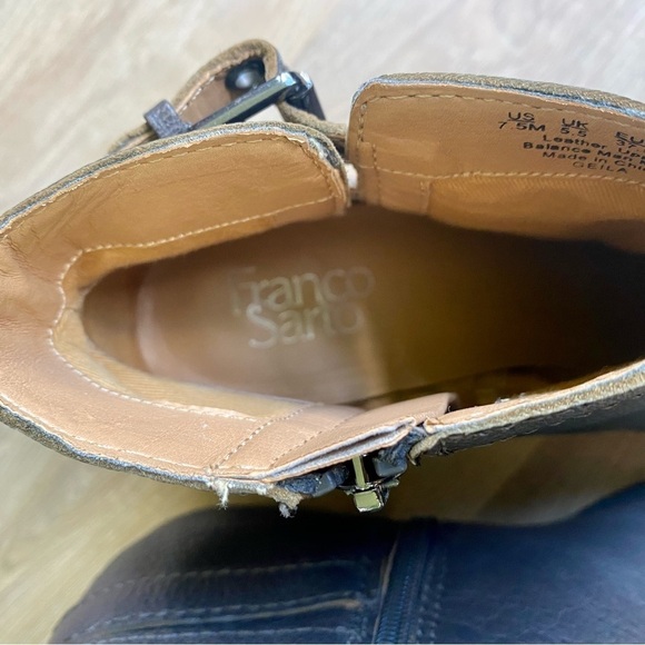 ranco Sarto Geila Gray Leather Ankle Boots | Triple Buckle Detail | Low Heel - Picture 5 of 8